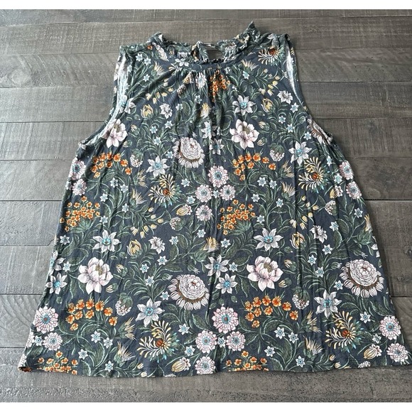 LOFT Tops - Loft  women's Green floral sleeveless blouse Size XL